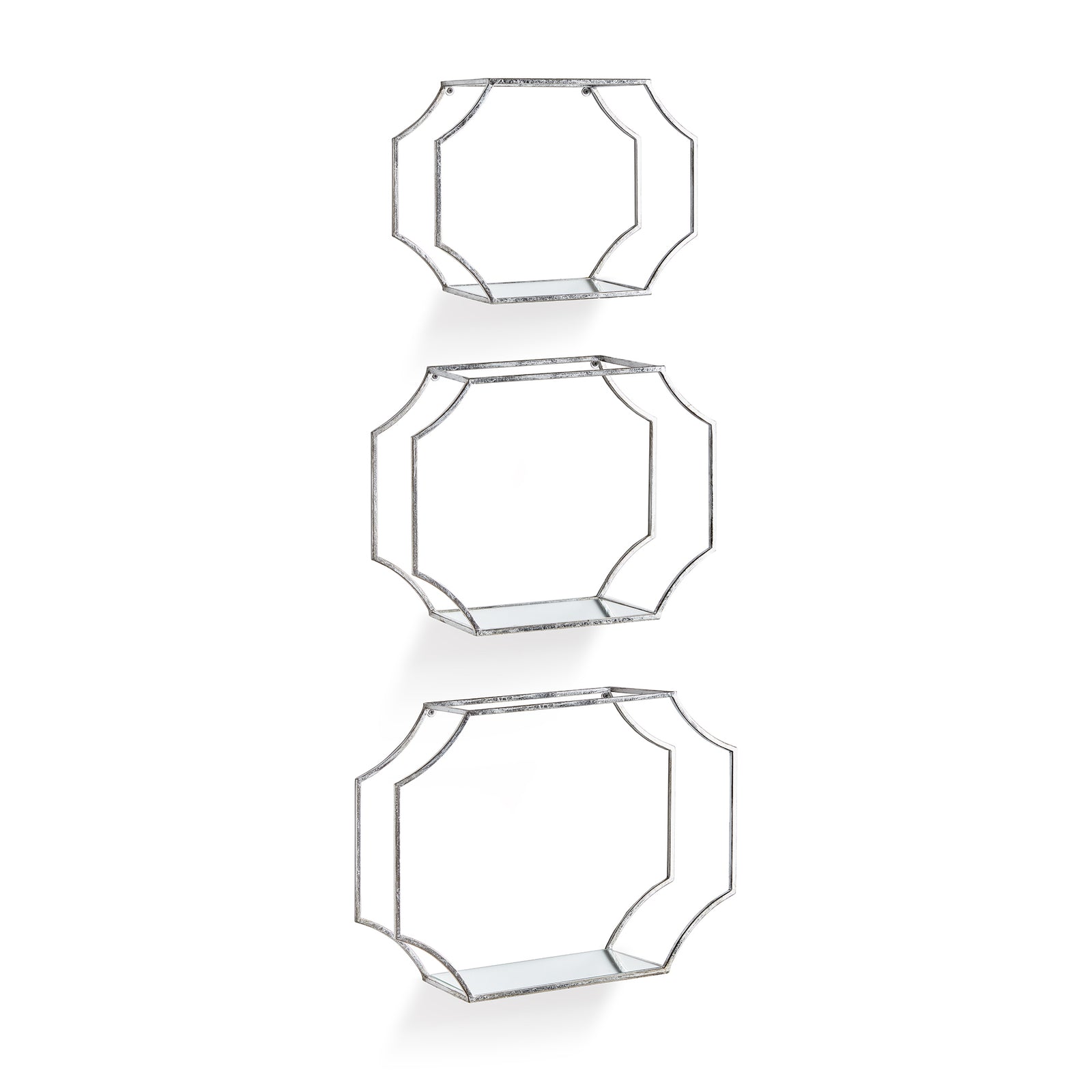 Hudson Mirrored Wall Shelves St/3