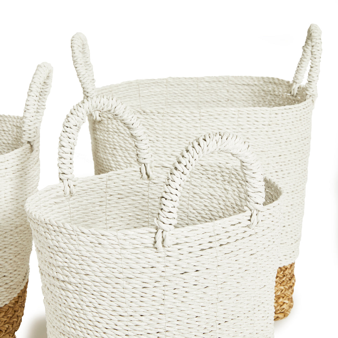 Madura Market Baskets, Set Of 3, White