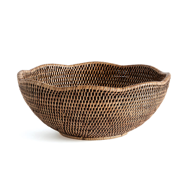 Burma Rattan Scalloped Edge Bowl, Brown