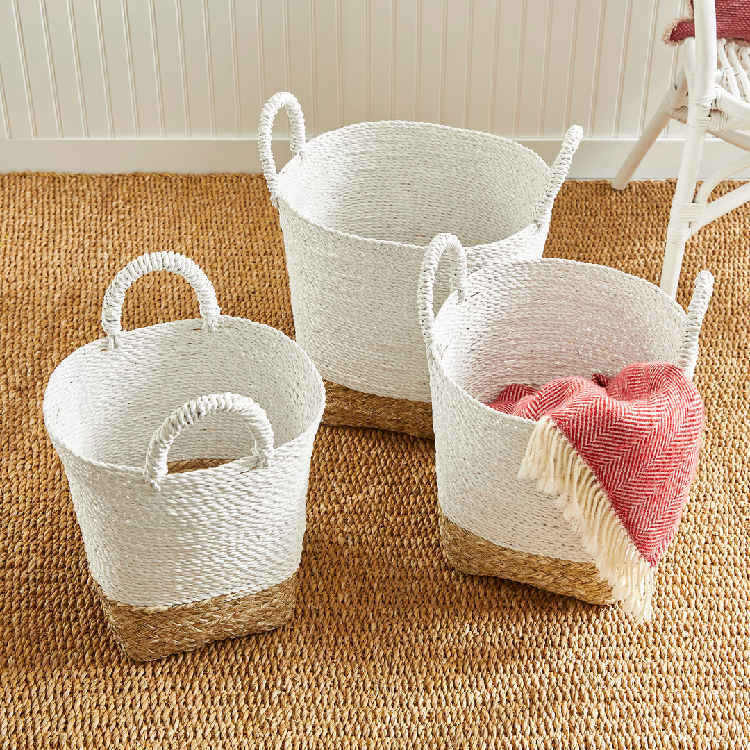 Madura Market Baskets, Set Of 3, White