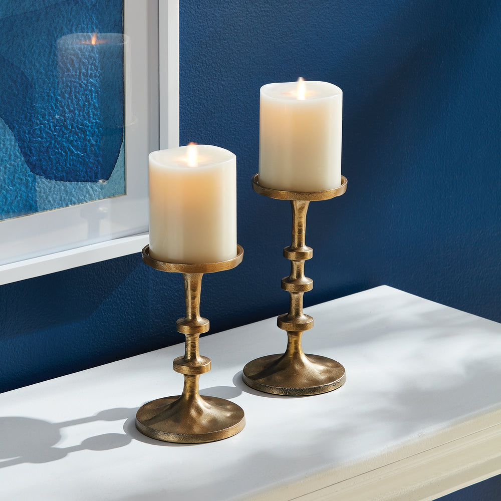 Abacus Petite Candle Stands, Set Of 2, Gold