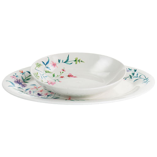 Gibson Home Butterfly Floral 2 Piece Fine Ceramic Platter and Dinner