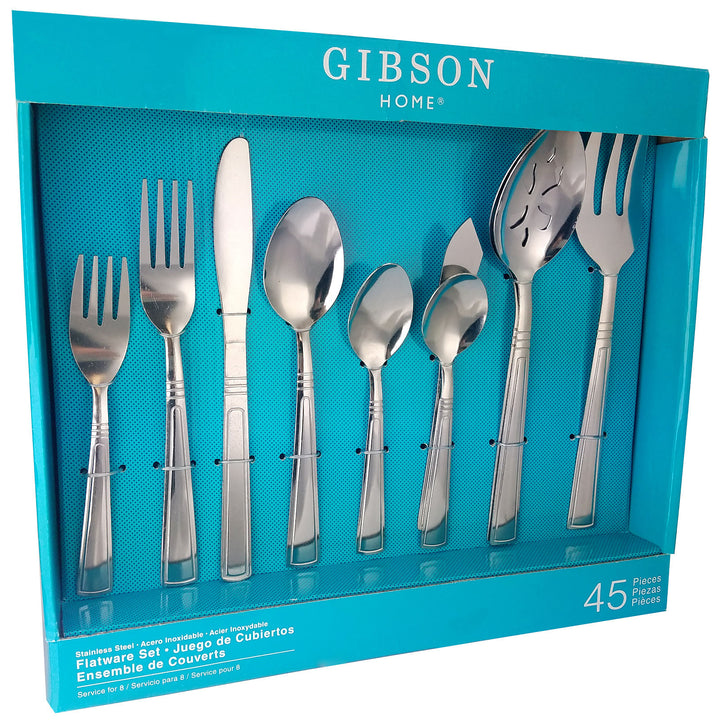 Gibson Home Astonshire 45 Piece Stainless Steel Tumble Finish Flatware