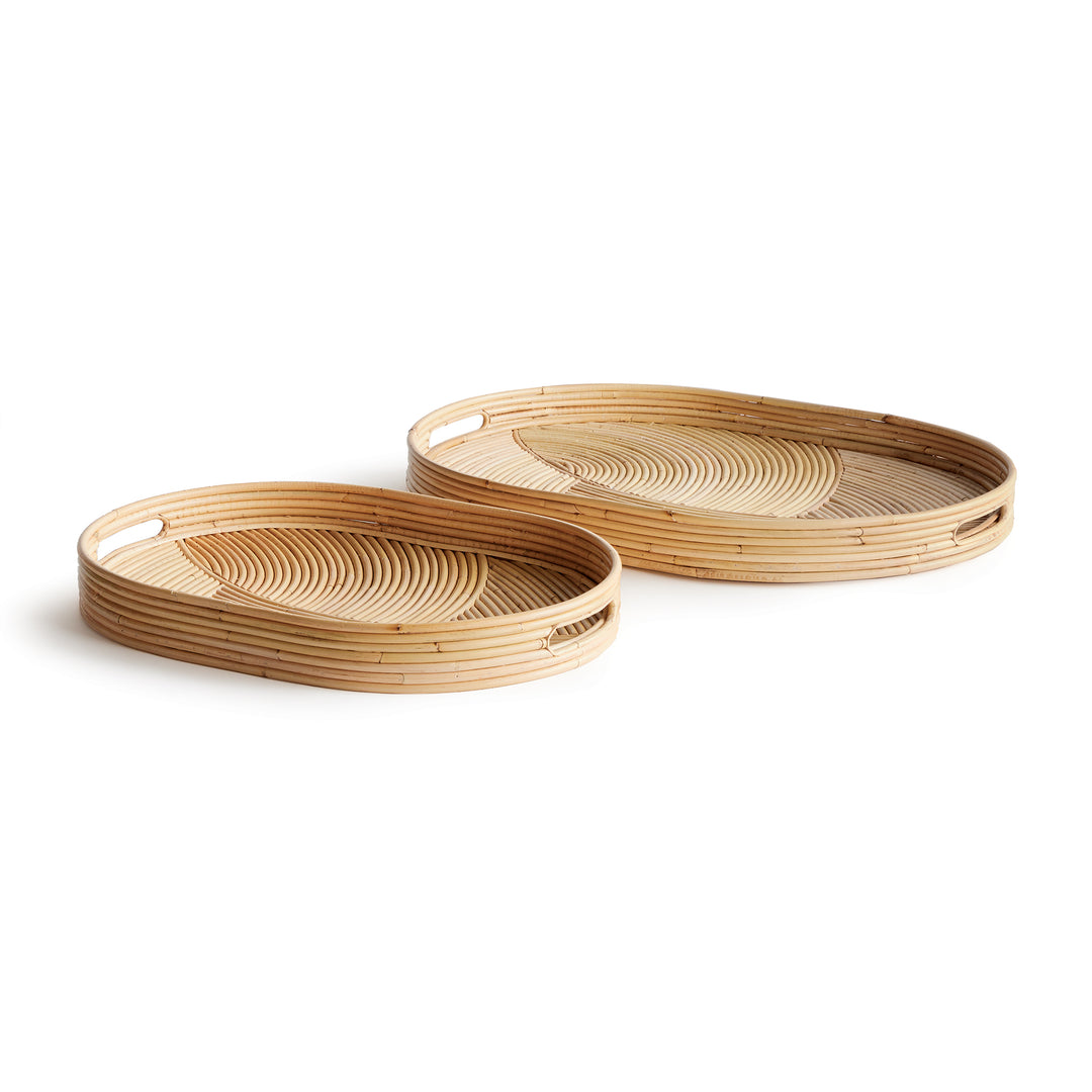 Jelani Cane Oval Trays, Set Of 2