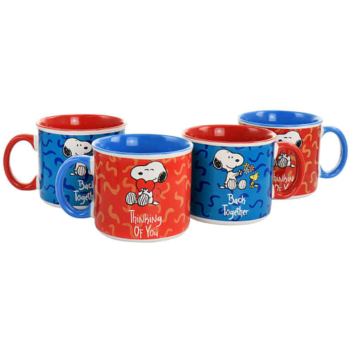 Gibson Peanuts Snoopy Songs 4 Piece 21oz Stoneware Mug Set in Assorted