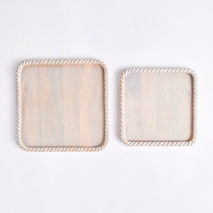 Langley Square Trays, Set Of 2, White