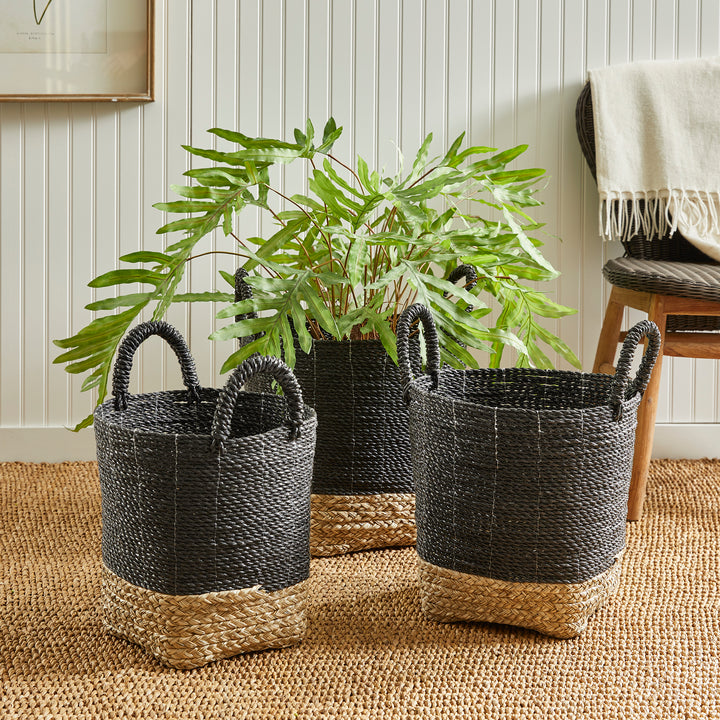 Madura Market Baskets, Set Of 3, Black