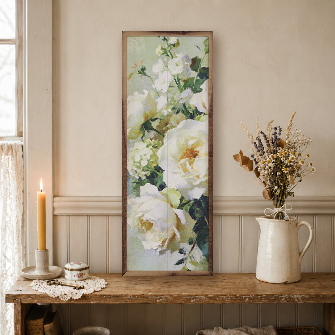 Cream Garden Roses In Bloom
