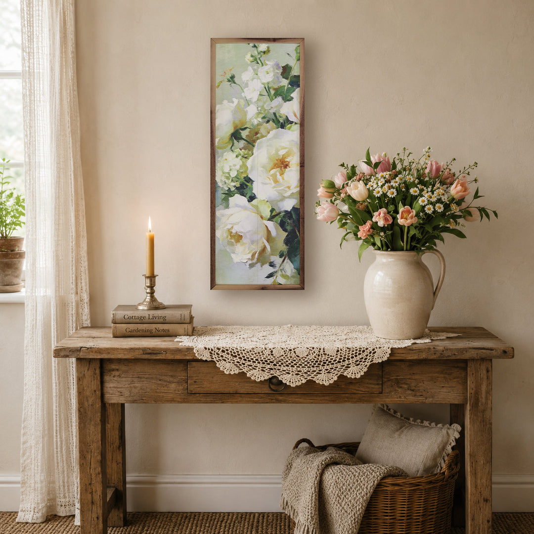 Cream Garden Roses In Bloom