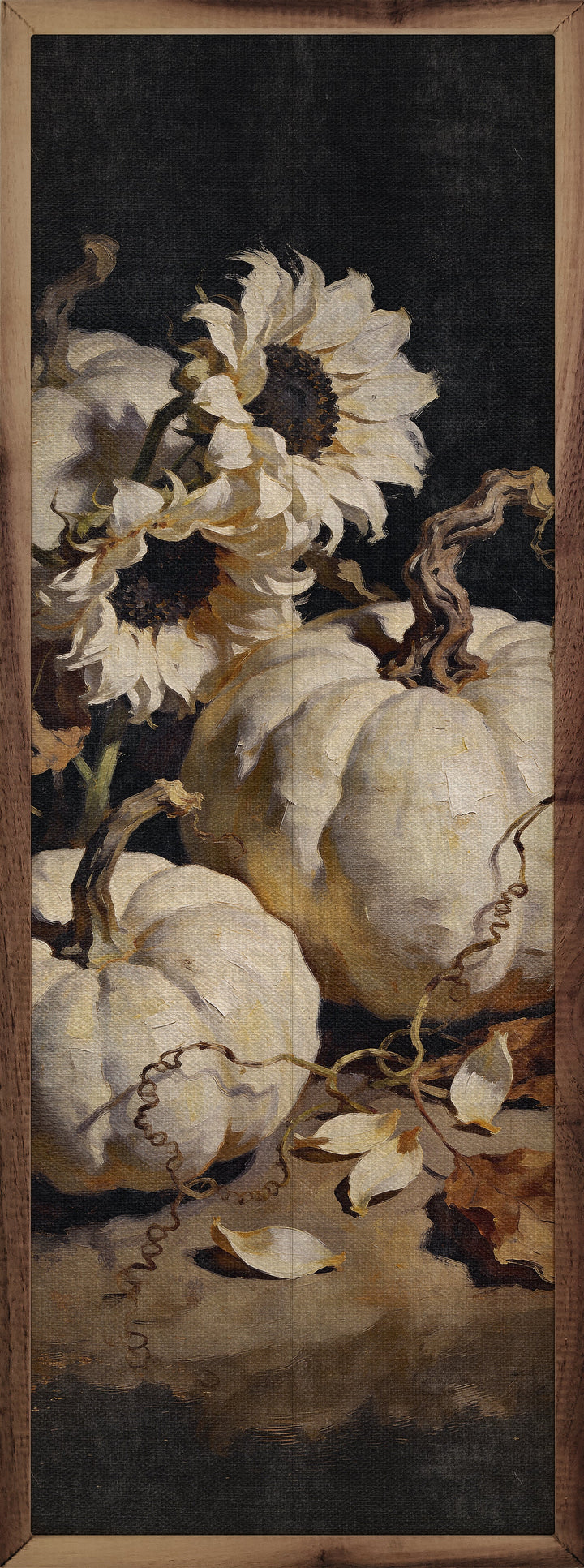 White Pumpkins And Sunflowers