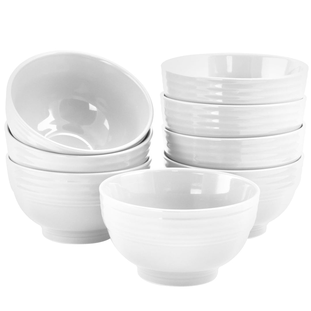 Gibson Home Plaza Cafe 8 Piece 6 Inch Stoneware Bowl Set in White