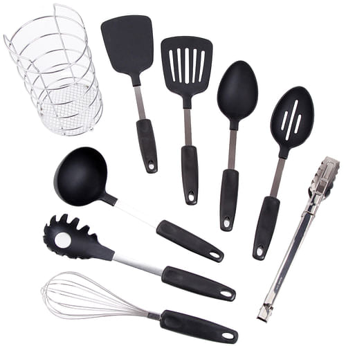 Gibson Chef's Better Basics 9-Piece Utensil Set with Round Shape Wire