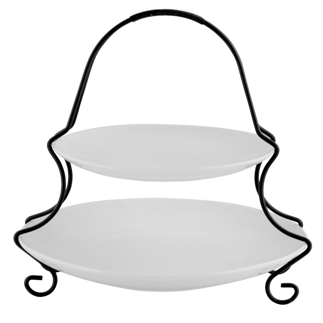 Gibson Elite Splendid Grace 2 Tiered Serving Set with Metal Rack in