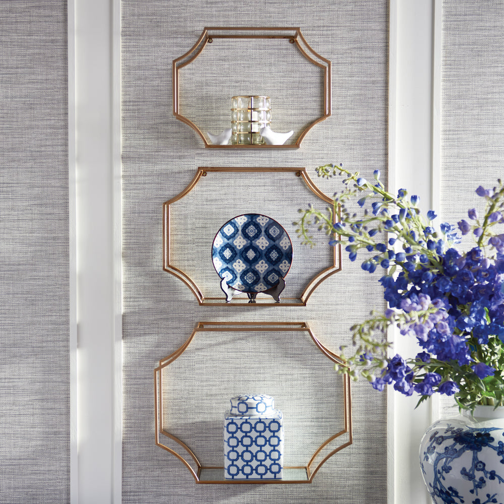 Hudson Mirrored Wall Shelves, Set Of 3