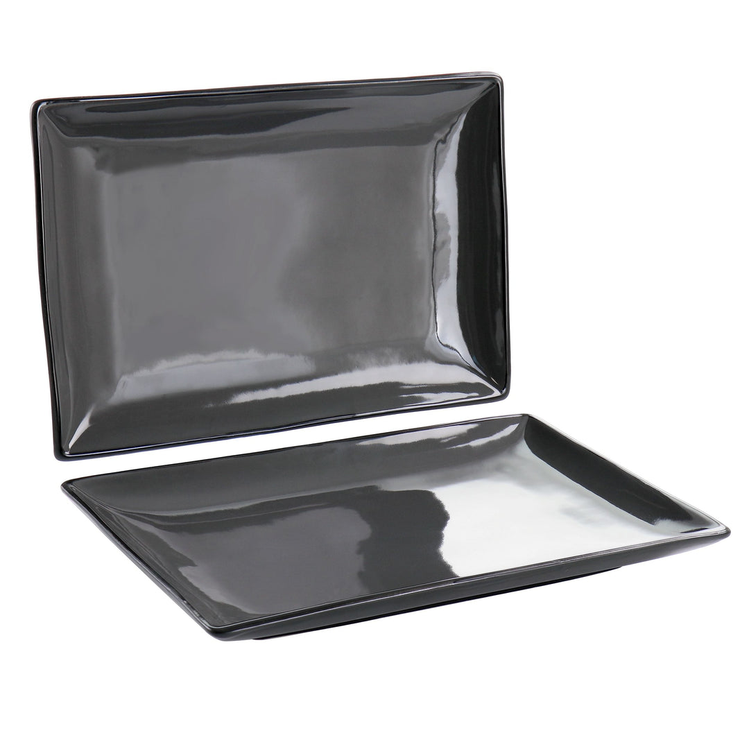 Gibson Home Urban Cafe 2 Piece 12 Inch Rectangle Stoneware Platter Set