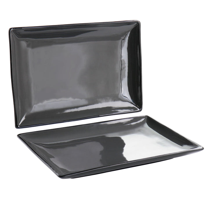 Gibson Home Urban Cafe 2 Piece 12 Inch Rectangle Stoneware Platter Set
