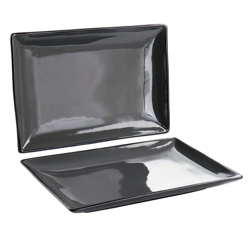 Gibson Home Urban Cafe 2 Piece 12 Inch Rectangle Stoneware Platter Set