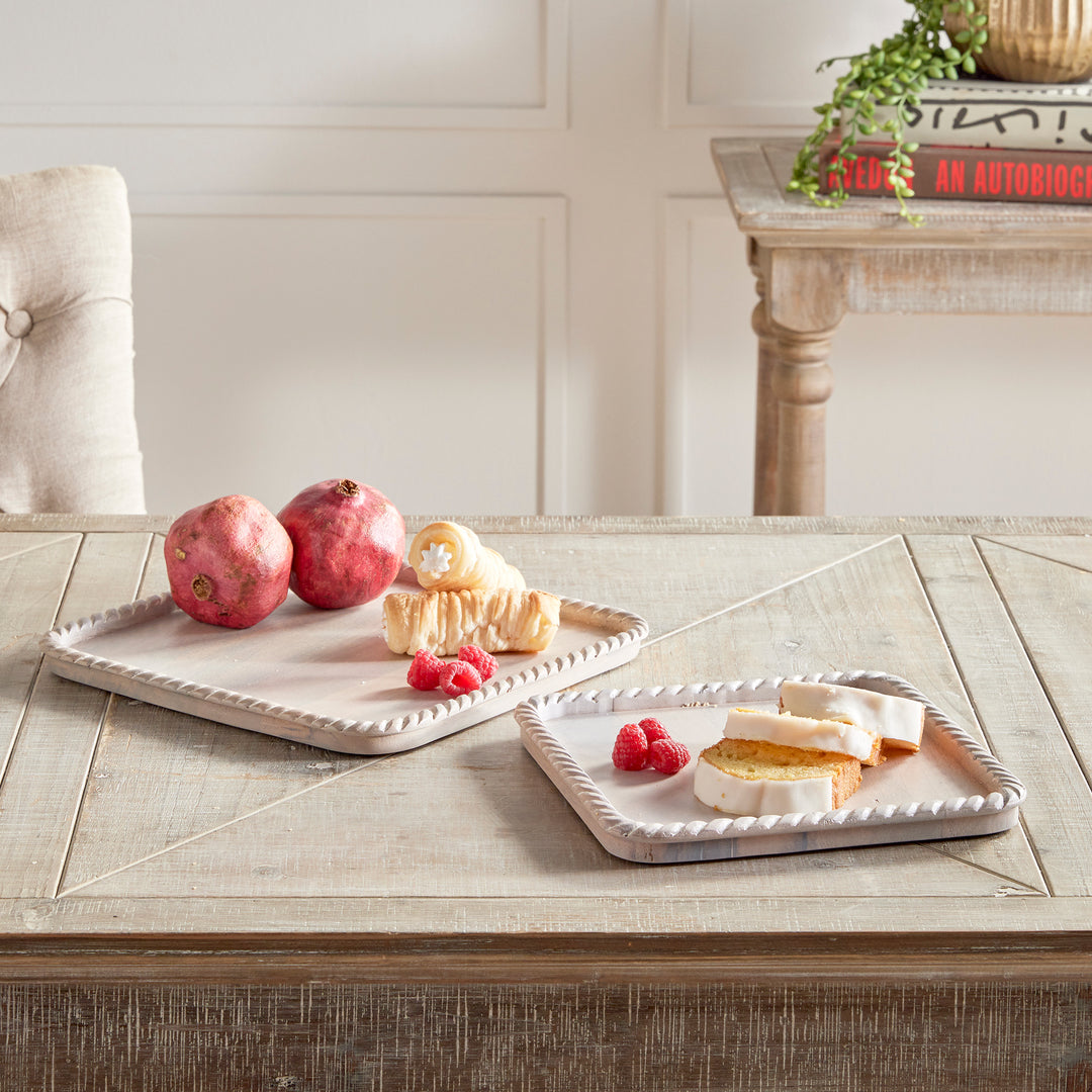 Langley Square Trays, Set Of 2, White