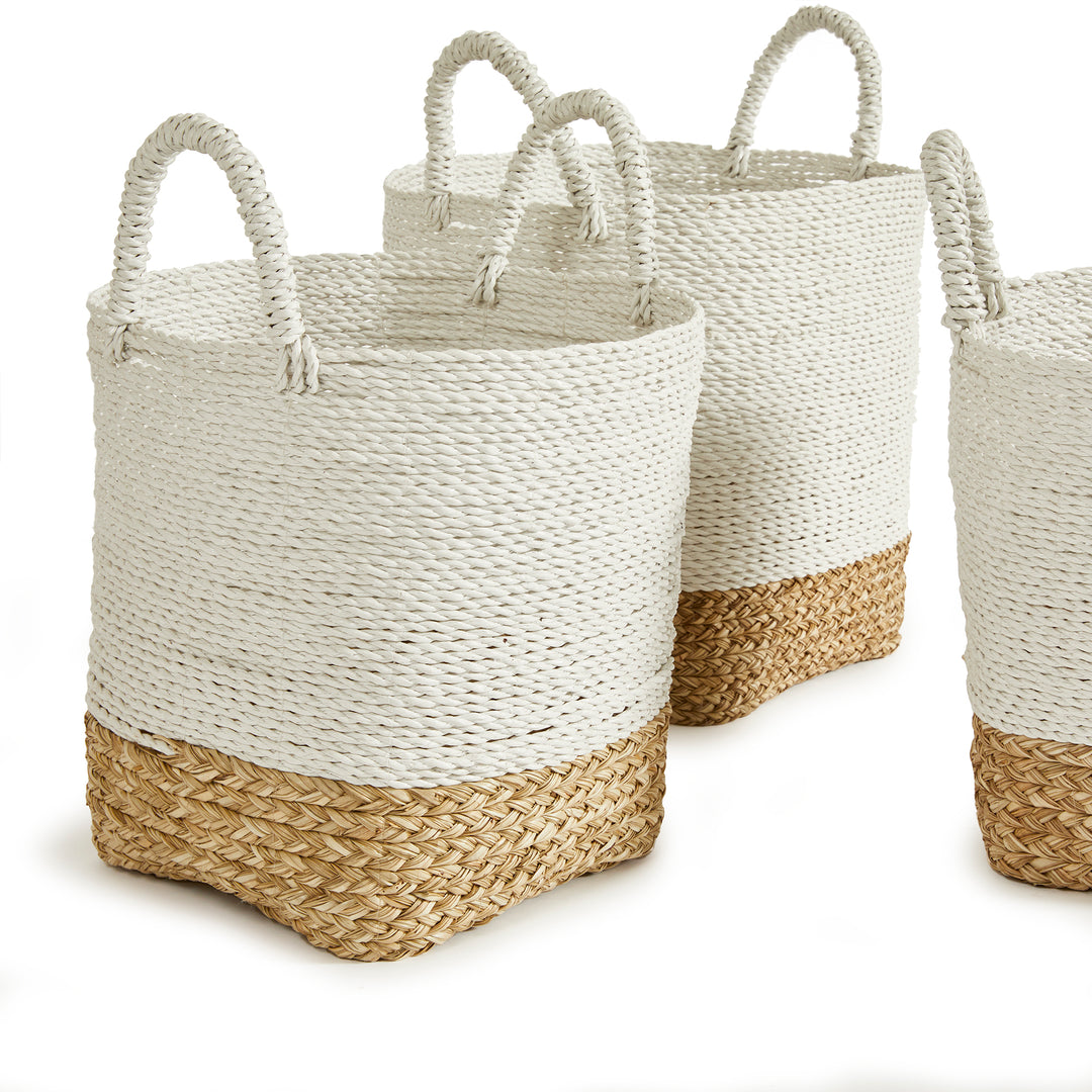 Madura Market Baskets, Set Of 3, White