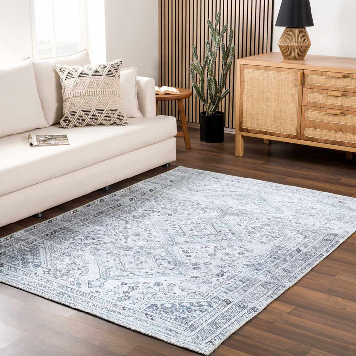 Barny Gray Denim Washable Rug