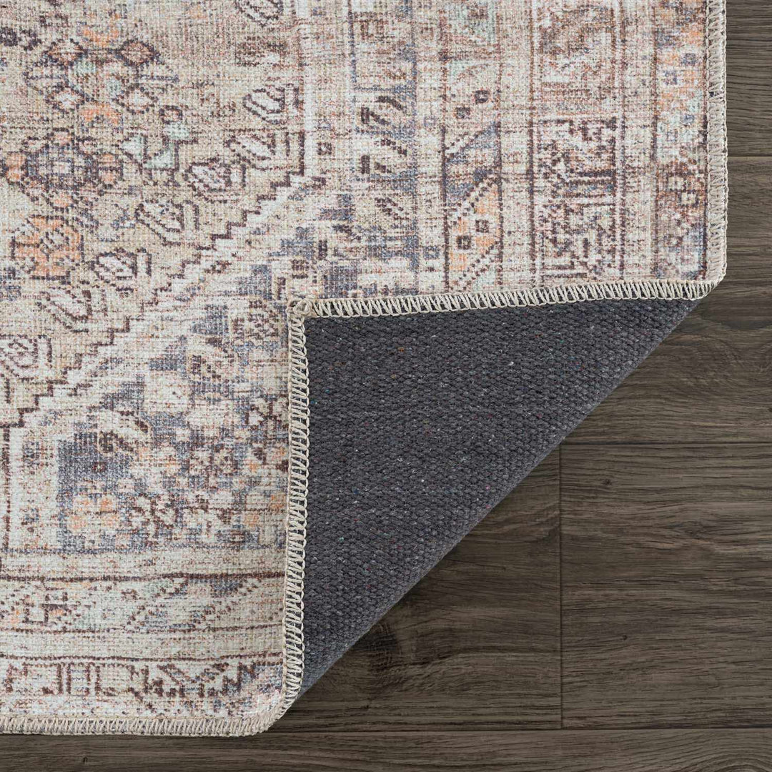 Barny Tan Flat Pile Washable Area Rug
