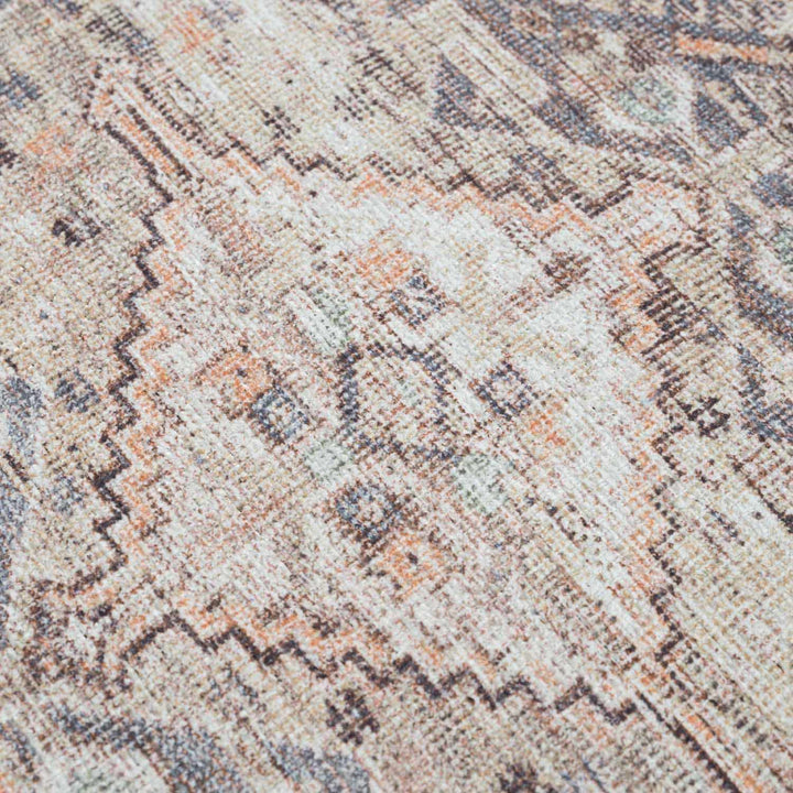 Barny Tan Flat Pile Washable Area Rug