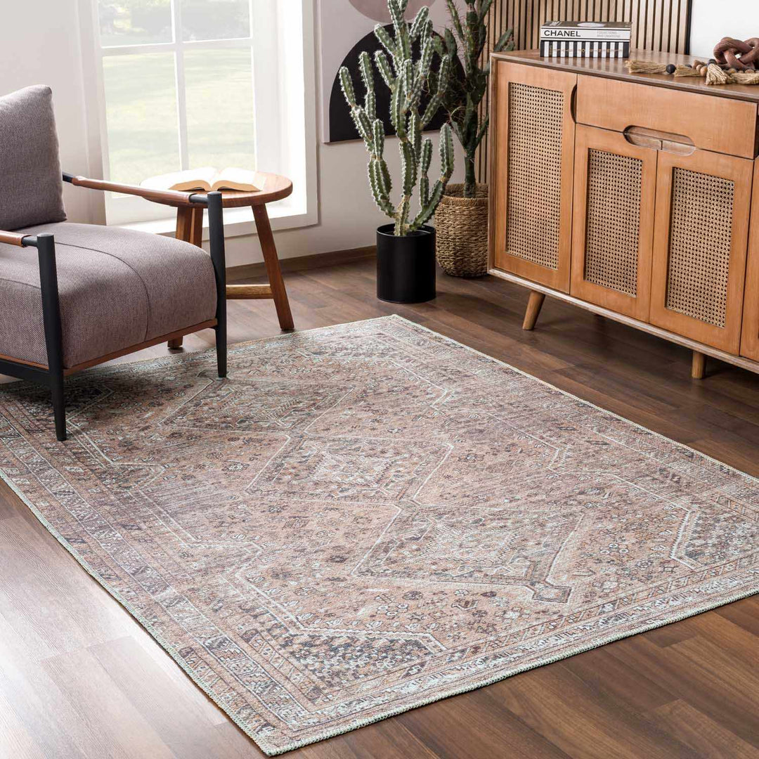 Barny Brown Flat Pile Washable Rug