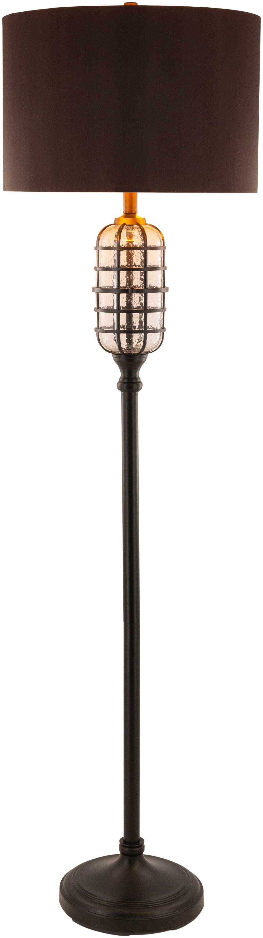 Floor lamp with a brown shade and decorative base on a white background

Binuatan Floor Lamp