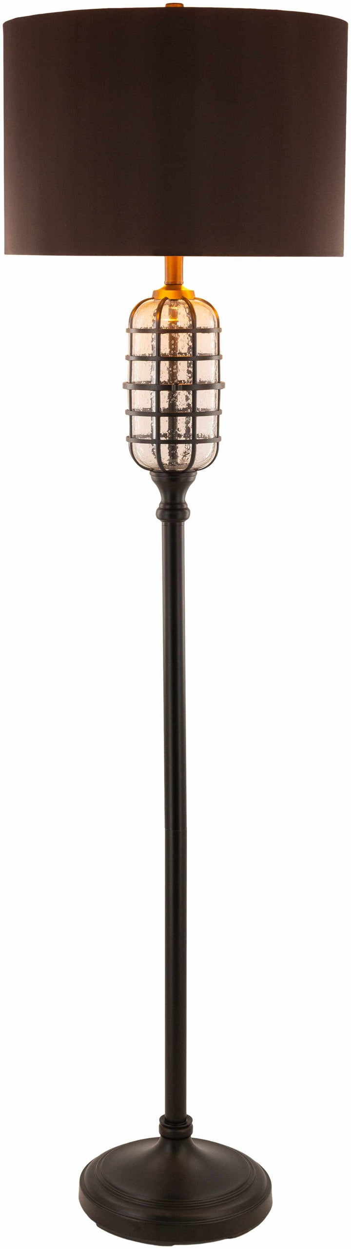 Floor lamp with a brown shade and decorative base on a white background

Binuatan Floor Lamp