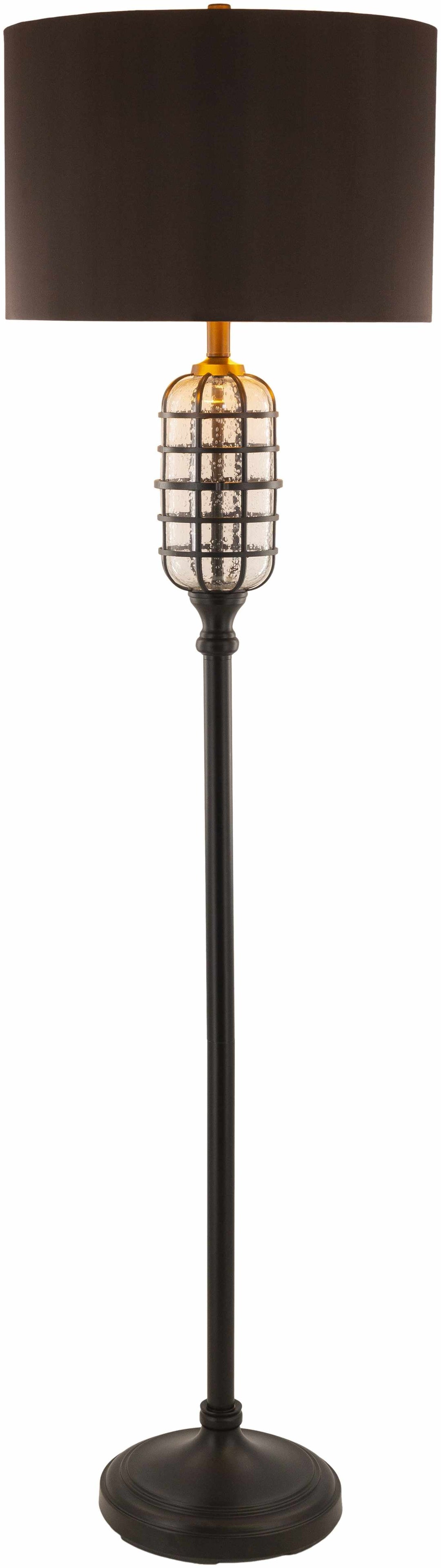 Floor lamp with a dark brown shade and decorative base on a white background

Binuatan Floor Lamp
