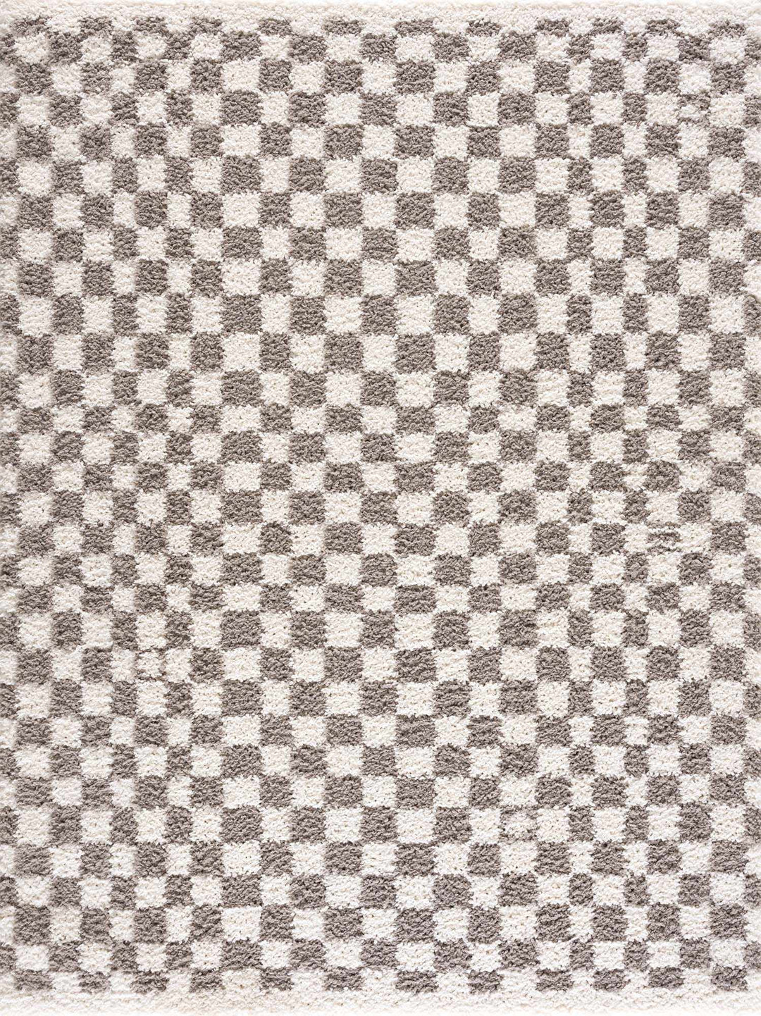 Kieu Taupe Checkered Plush Rug