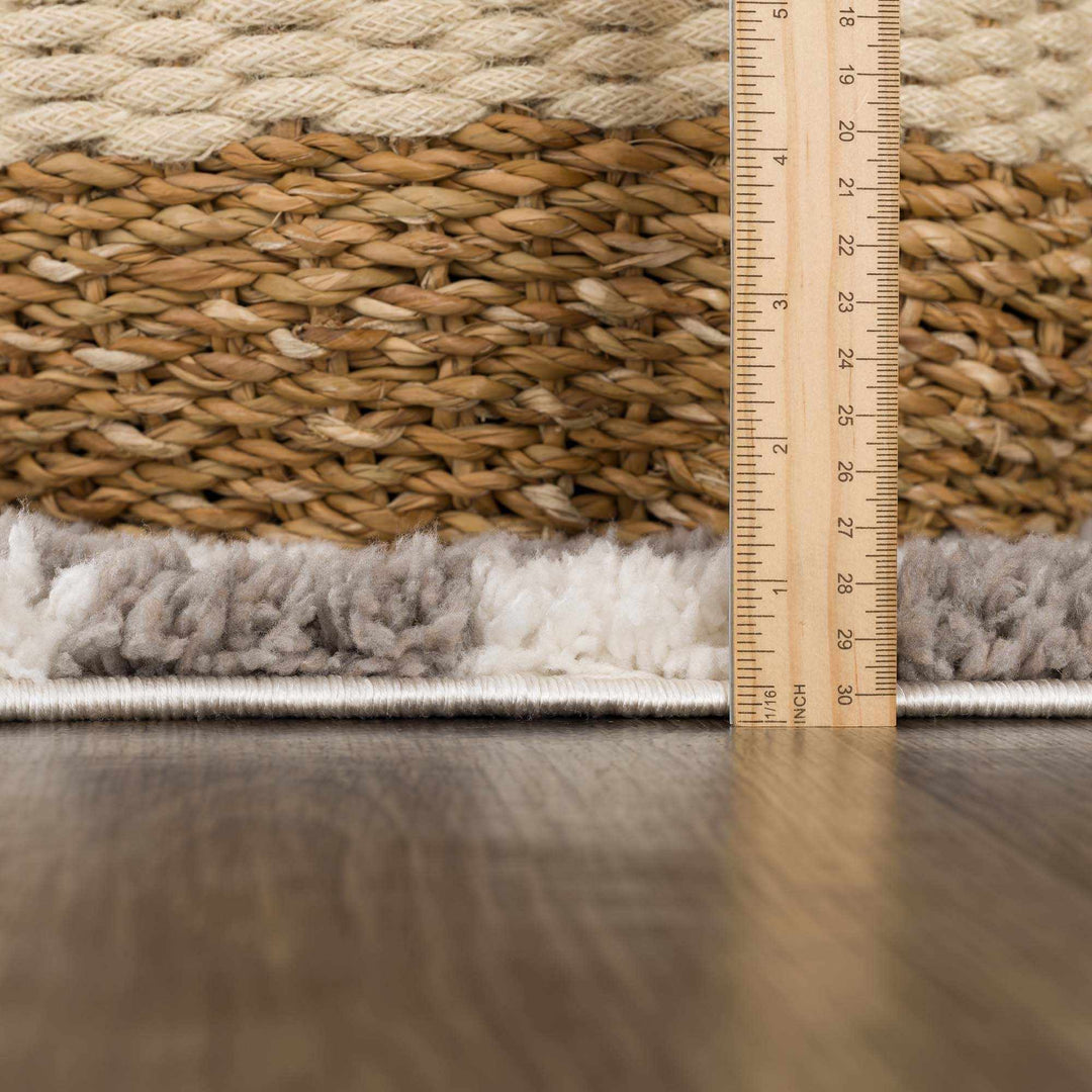 Kieu Taupe Checkered Plush Rug