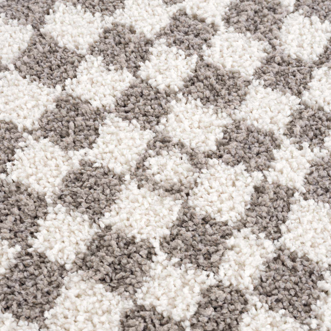 Kieu Taupe Checkered Plush Rug