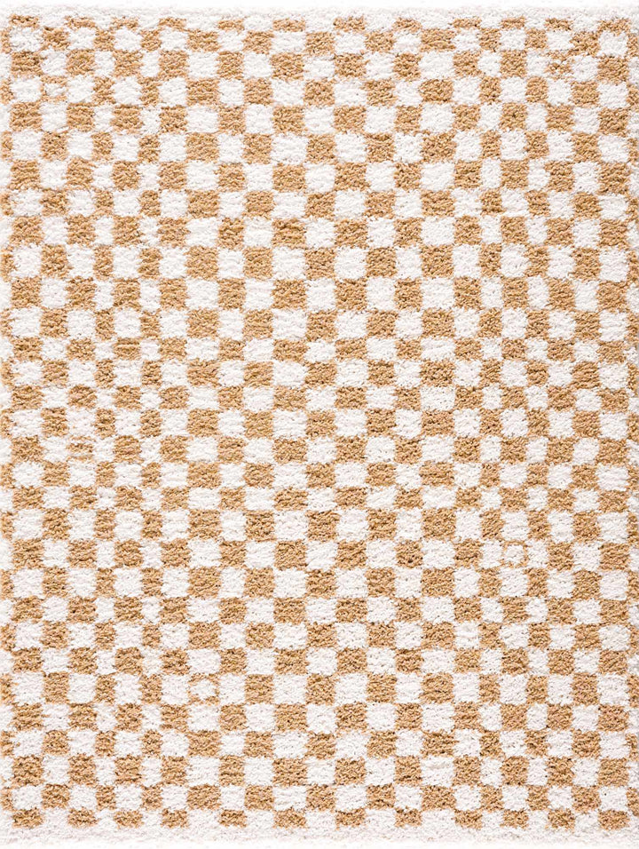 Kieu Mustard & Ivory Checkered Area Rug