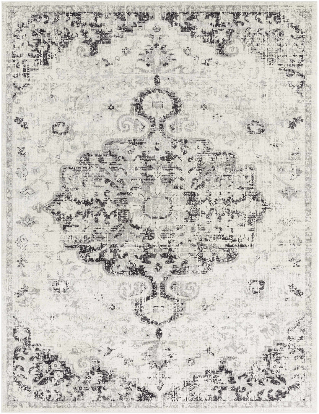 Decorative rug with intricate pattern on a white background

Bodrum Gray Area Rug