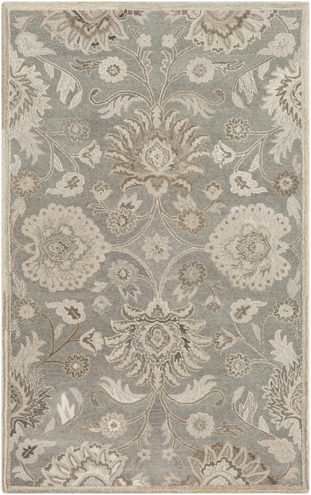 Decorative floral rug with intricate patterns on a gray background

Conesus 1195 Hand Tufted Ivory & Taupe Wool Rug
