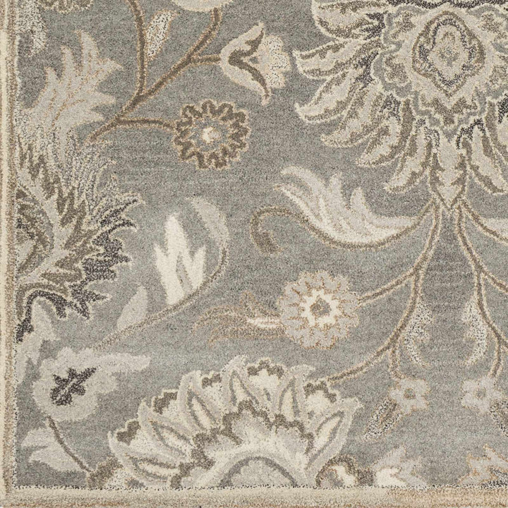 Close-up of a floral patterned rug with intricate details on a gray background

Conesus 1195 Hand Tufted Ivory & Taupe Wool Rug