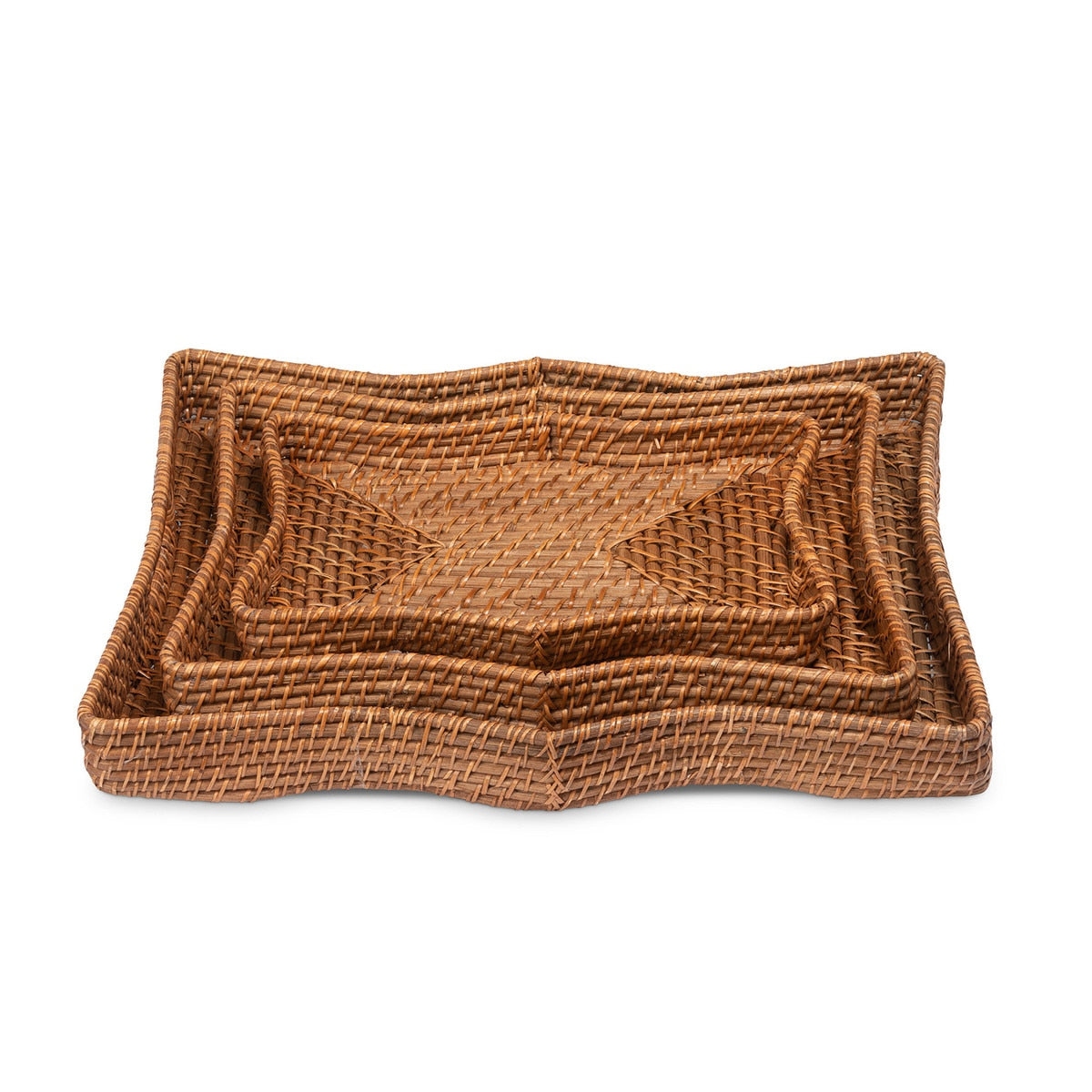 Sanibel Scalloped Trays, Natural, Set of 3