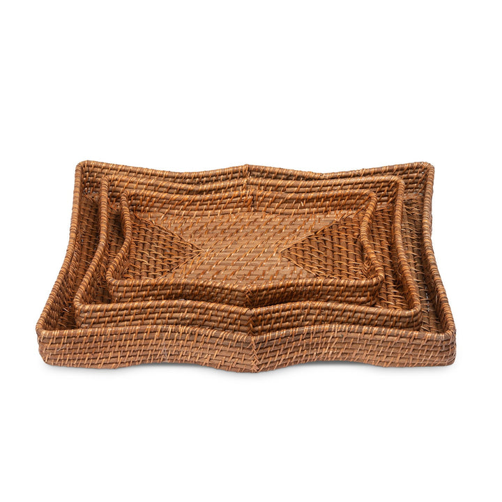 Sanibel Scalloped Trays, Natural, Set of 3