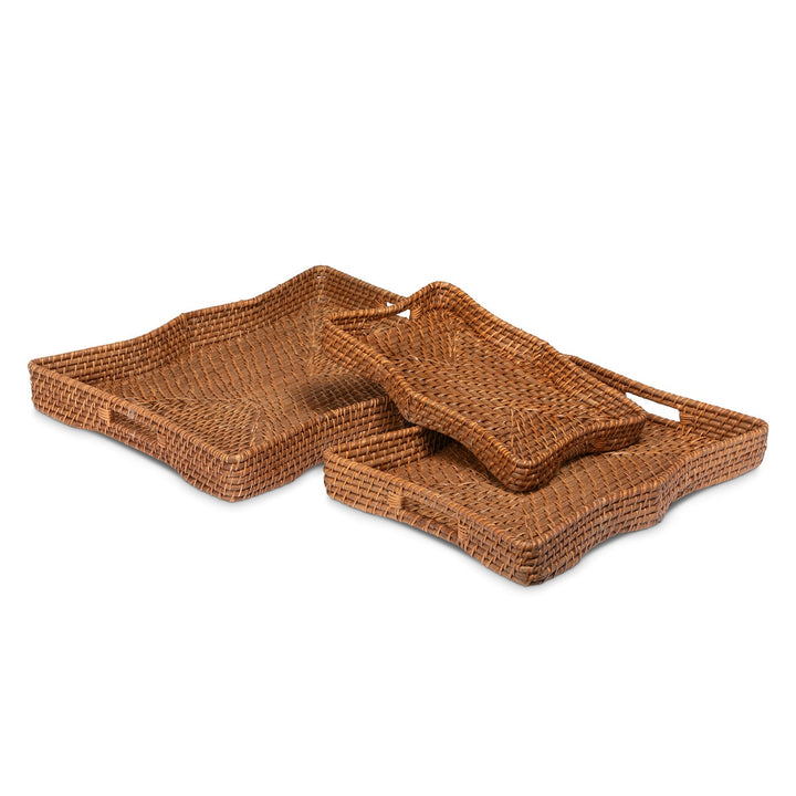 Sanibel Scalloped Trays, Natural, Set of 3