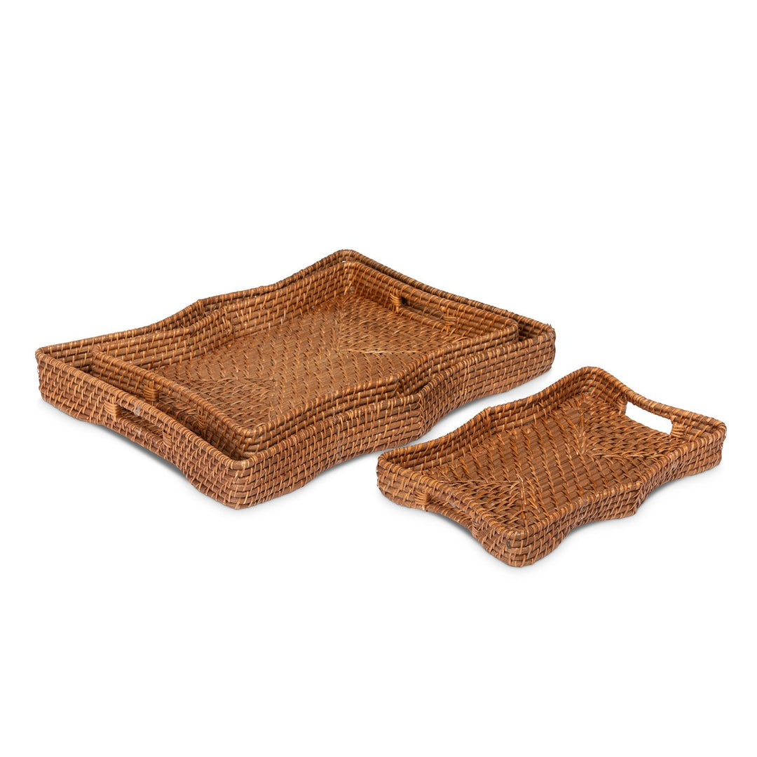 Sanibel Scalloped Trays, Natural, Set of 3