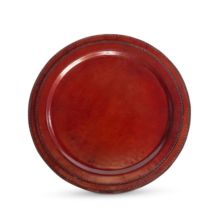 Hudson Leather Round Trays, Set of 2