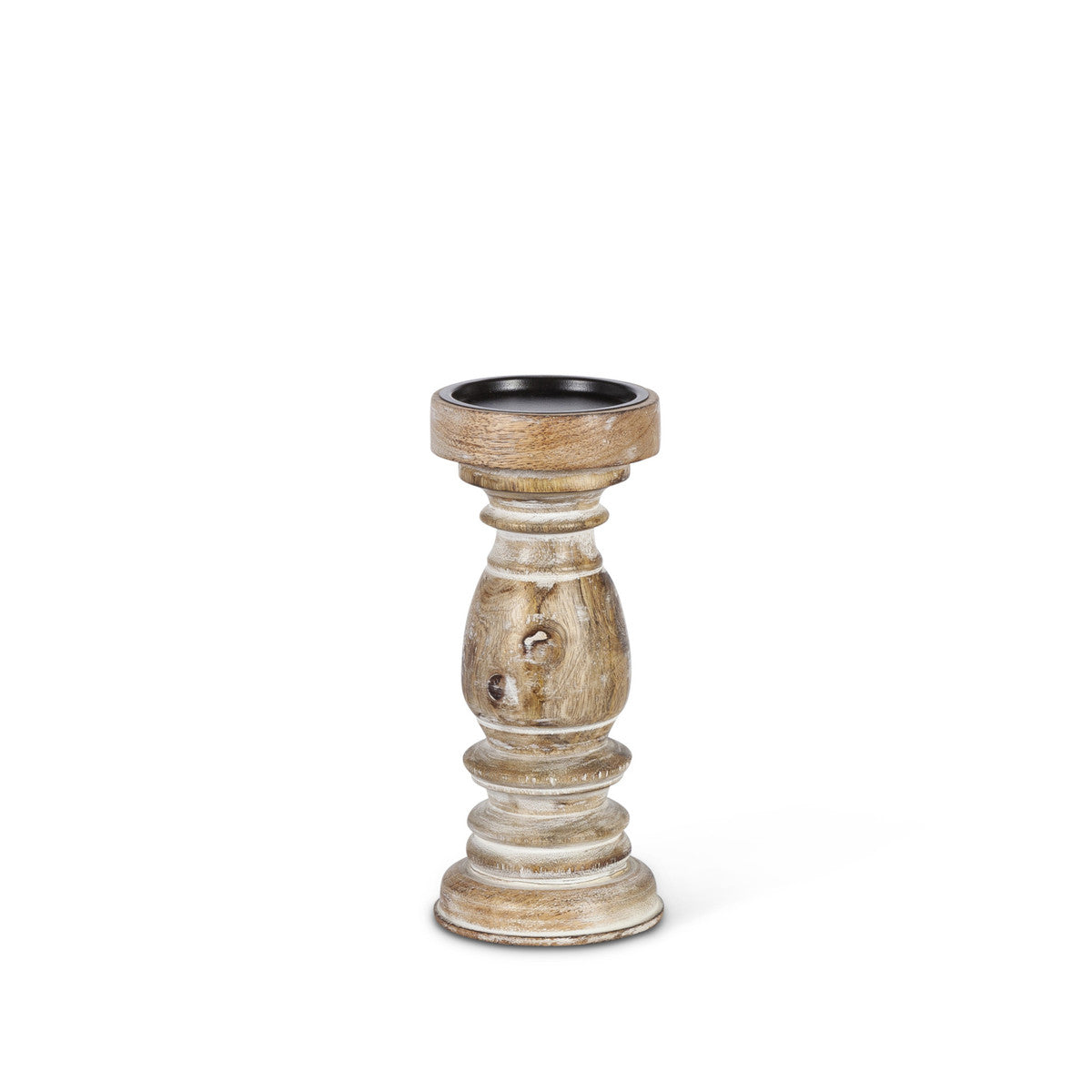 Estelle Wood Pillar Candle Holder, 9"