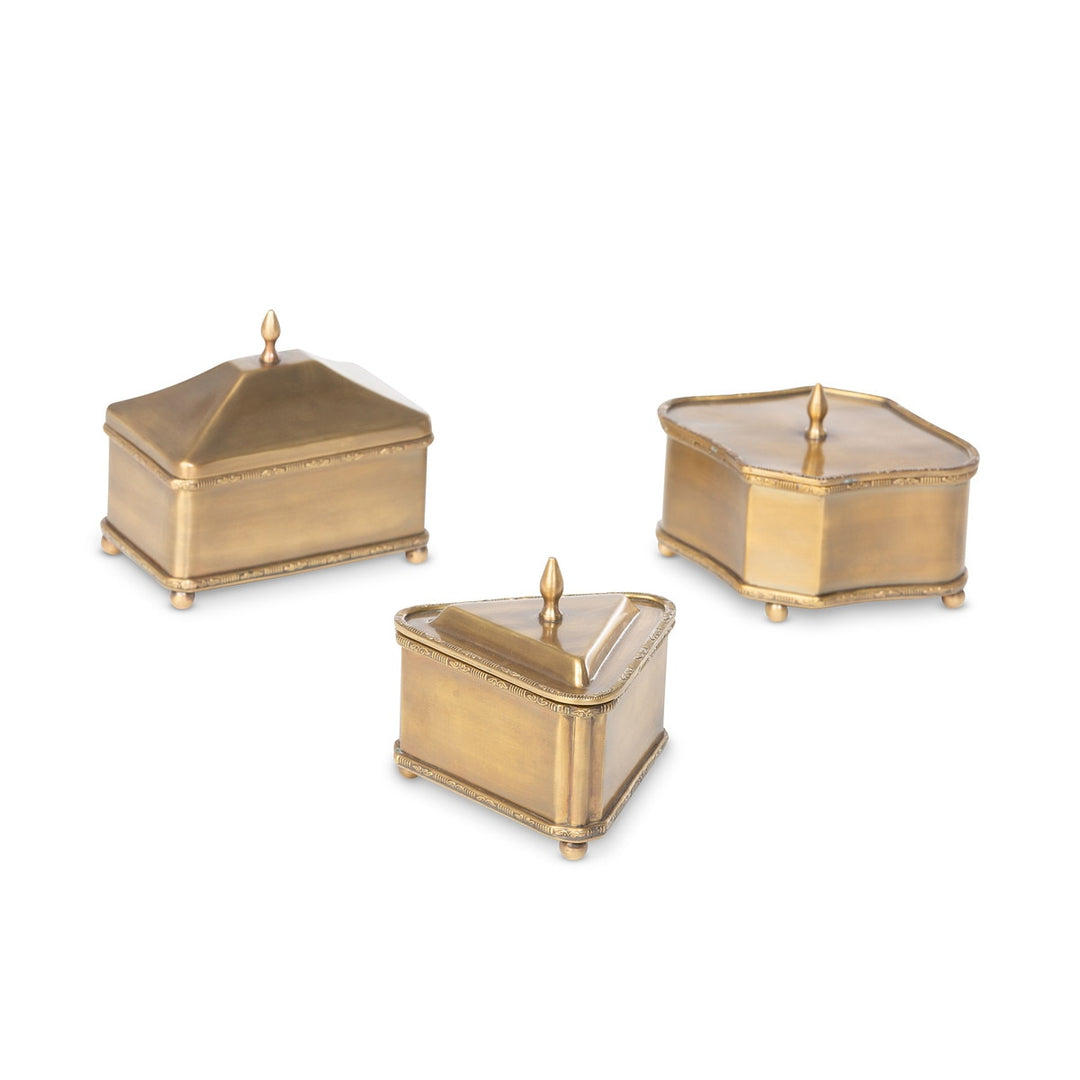 Brass Escritoire Boxes, Set of 3