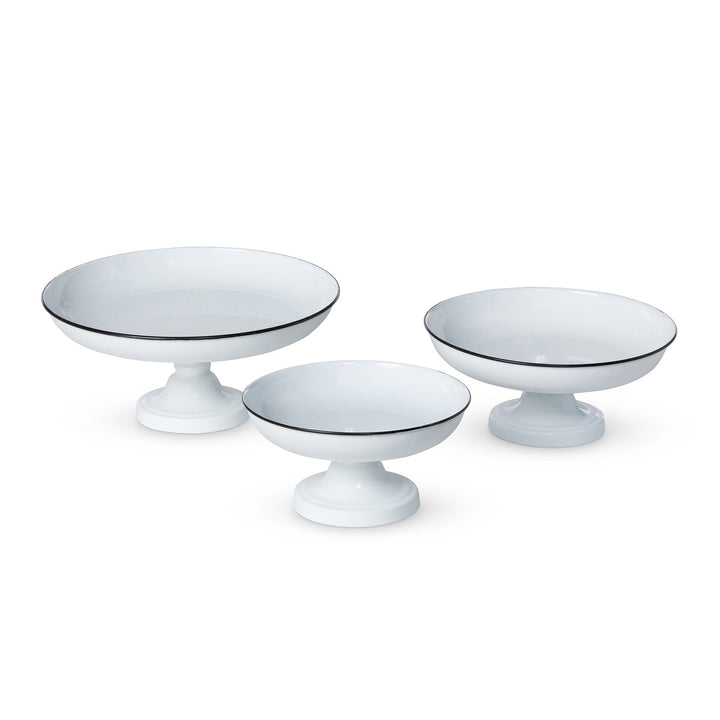 Enamelware Pedestal Servers, Set of 3
