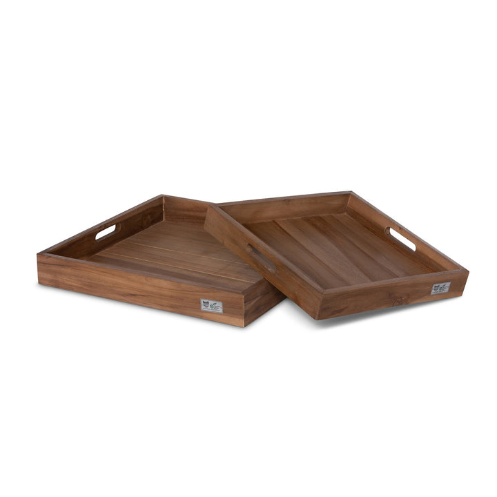 Teak Square Serving Tray, Set of 2