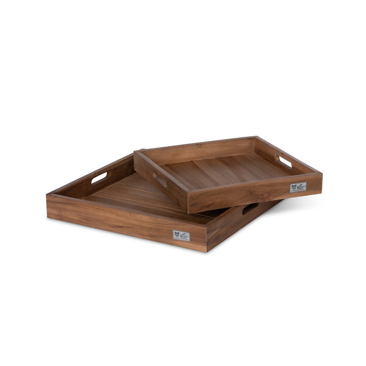 Teak Square Serving Tray, Set of 2