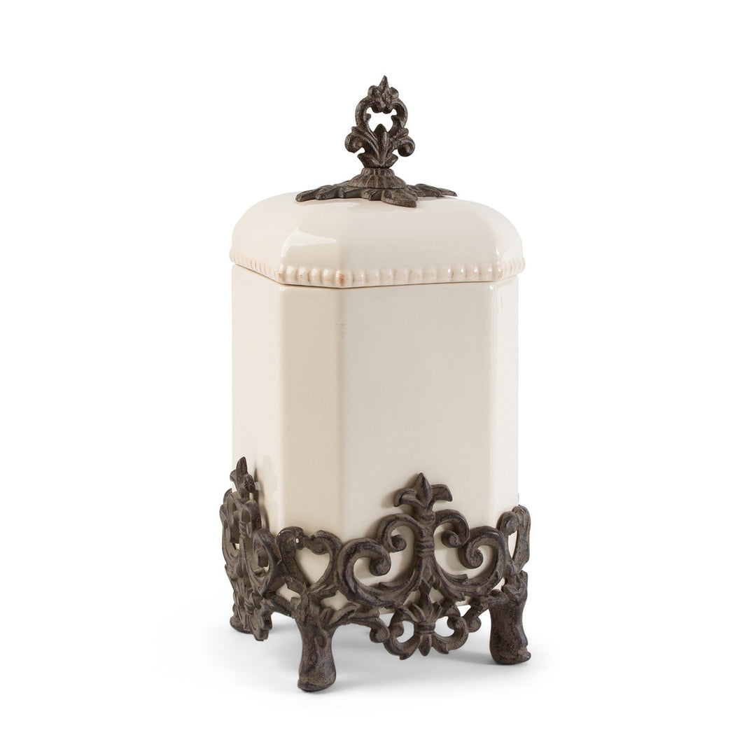 Acanthus Stoneware Canister, 15"