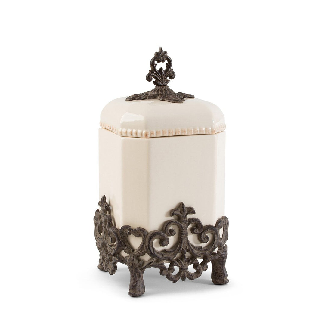 Acanthus Stoneware Canister, 14"