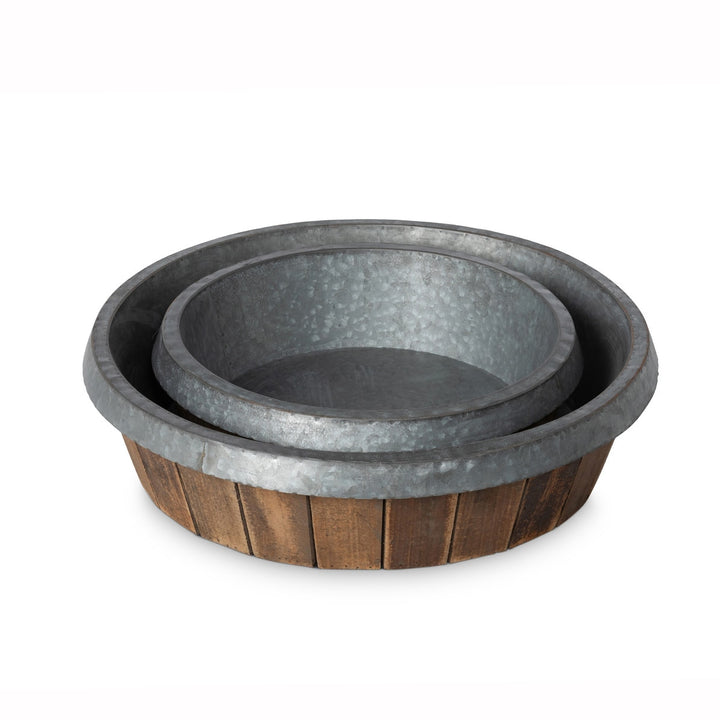 Galvanized Lined Round Wooden Trays